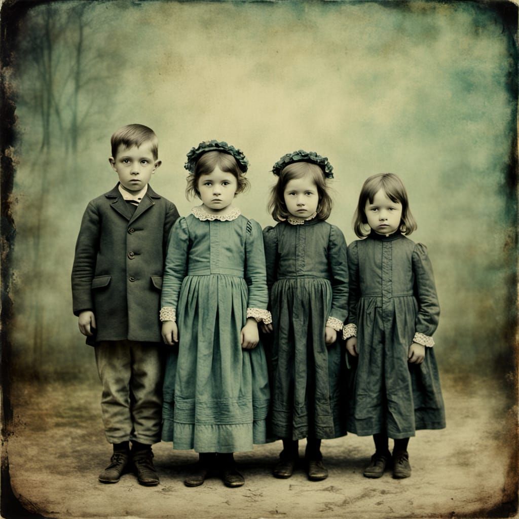 Creepy Victorian Haunted Children in Vintage Photo