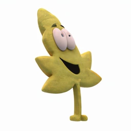 Funny Cartoon Weed Leaf in 3D Render