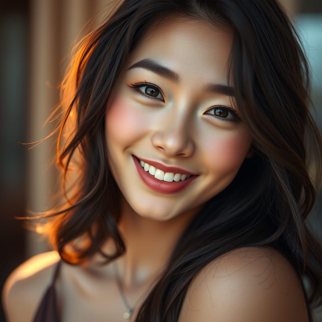 Radiant East Asian Woman in Soft Focus