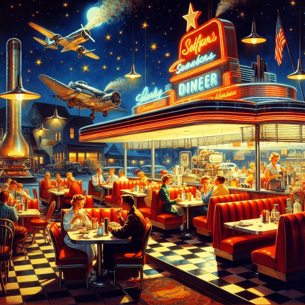 Nostalgic 1950s Diner Scene