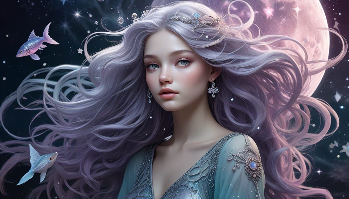 Celestial Goddess in Cosmic Ocean