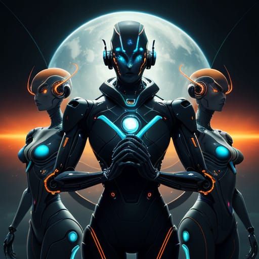 Cybernetic Android in Alien Landscape