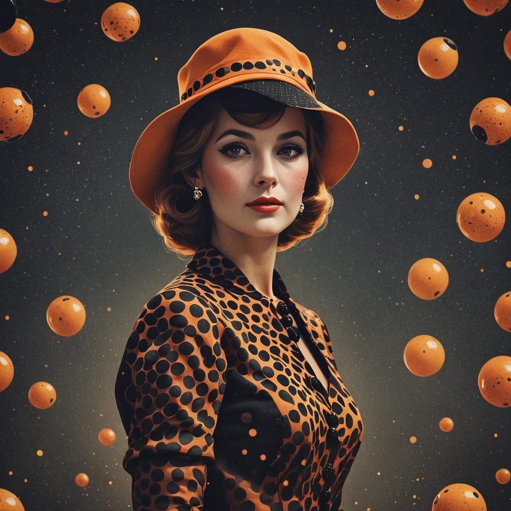Elegant 60s Lady in Polka Dot Hat