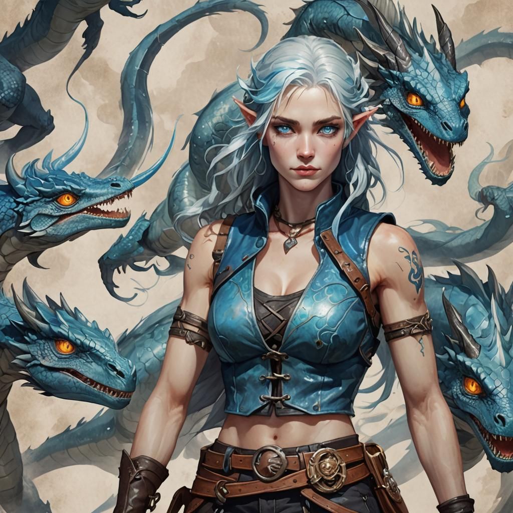 Water Genasi with Dragon Companion