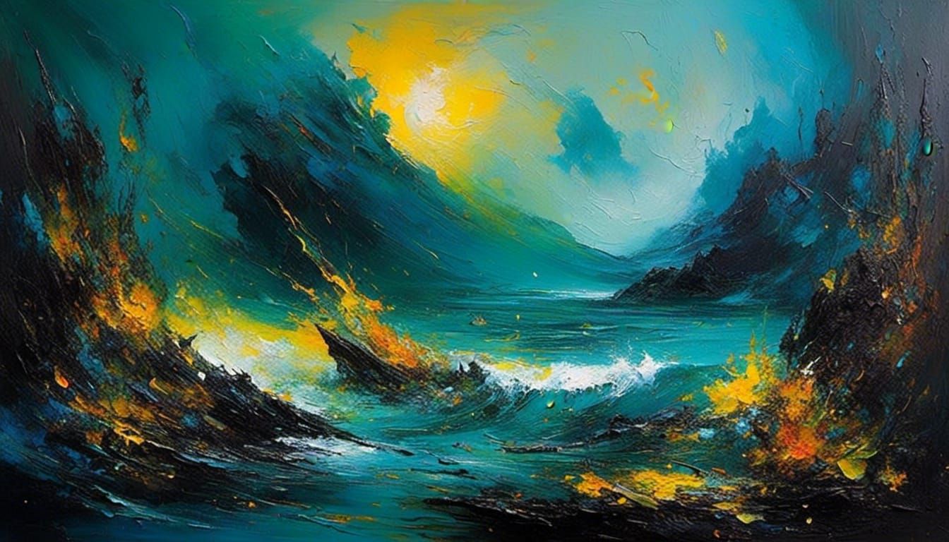 Epic Abstract Fantasy Oil Painting in Impasto Style