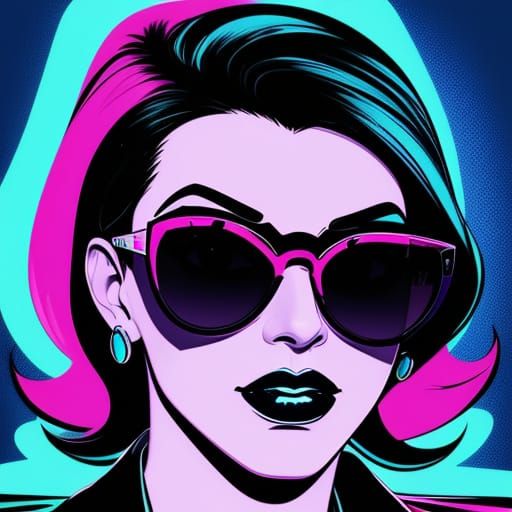 Smooth Charismatic Pop Star in Neon Shades