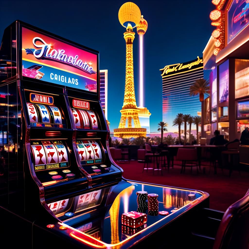 Las Vegas Double Exposure Collage in Watercolor Style