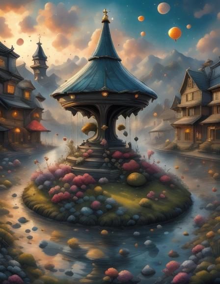 Cute Pitbull Puppy with Cosmic Landscape Elements