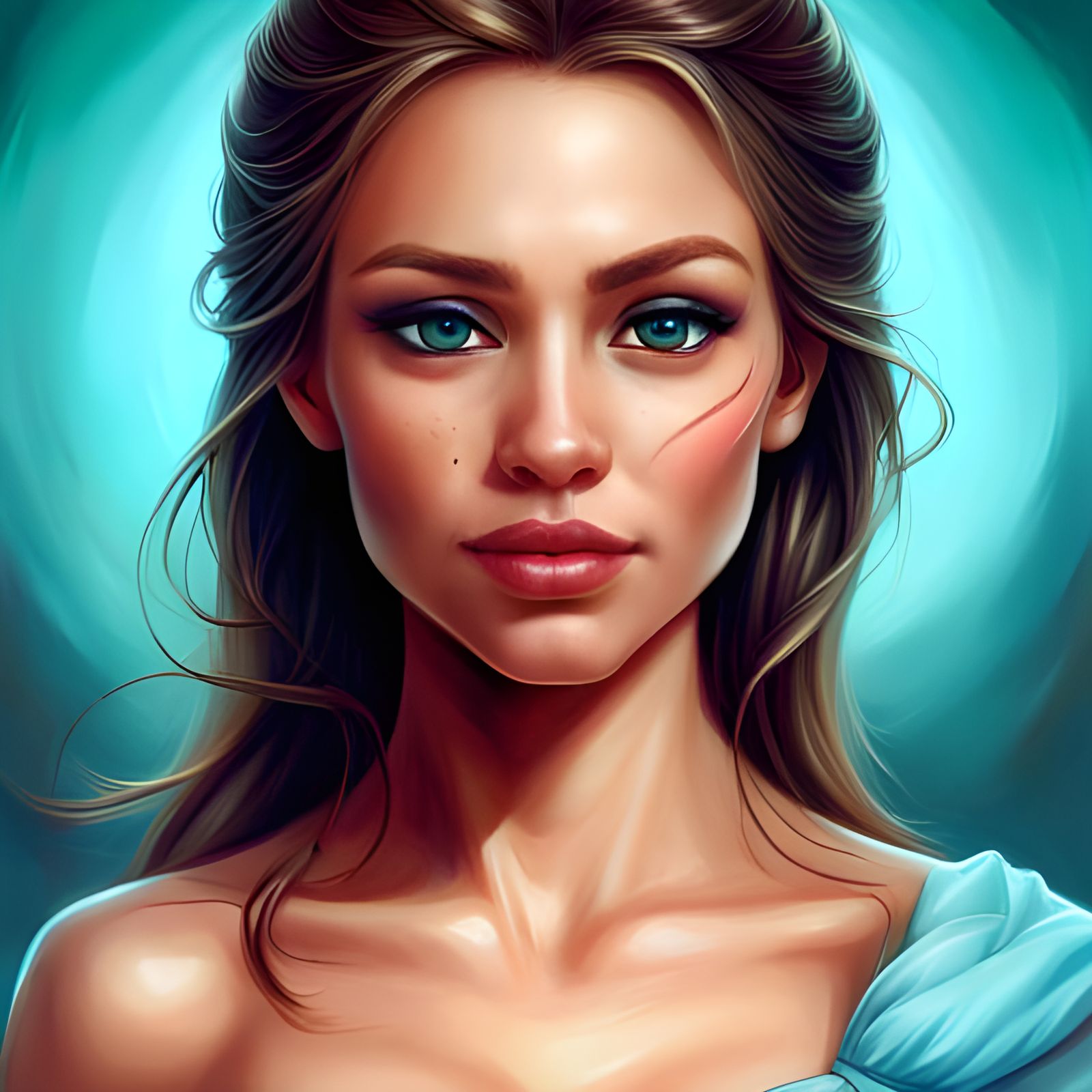Detailed Portrait of a Peaceful Princess in Digital Art Styl...