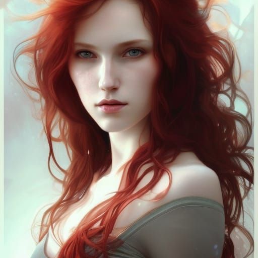 Stunning Redhead Portrait in Art Nouveau Style
