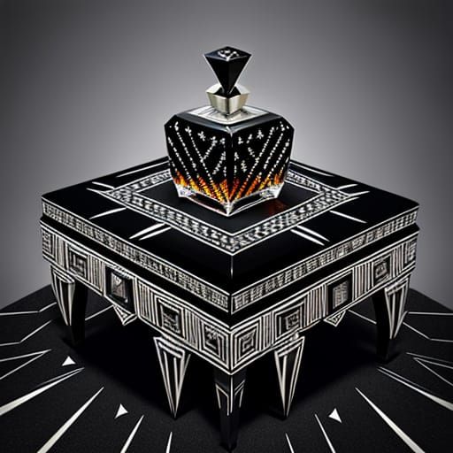 Luxurious Art Deco Perfume Bottle with Geometric Shapes