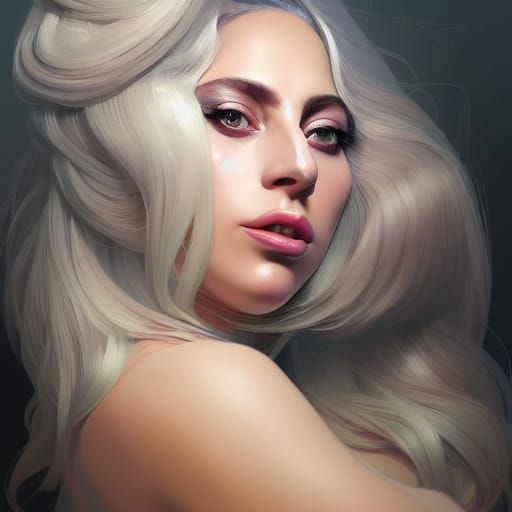 Hyperrealistic Portrait of a Woman Resembling Lady Gaga