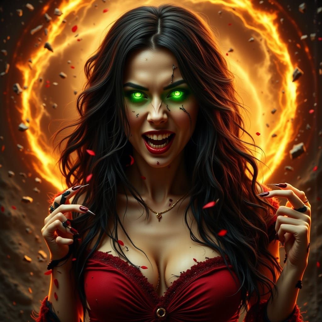 Gothic Vampire Goddess in Hyperrealistic, Dark Fantasy Art