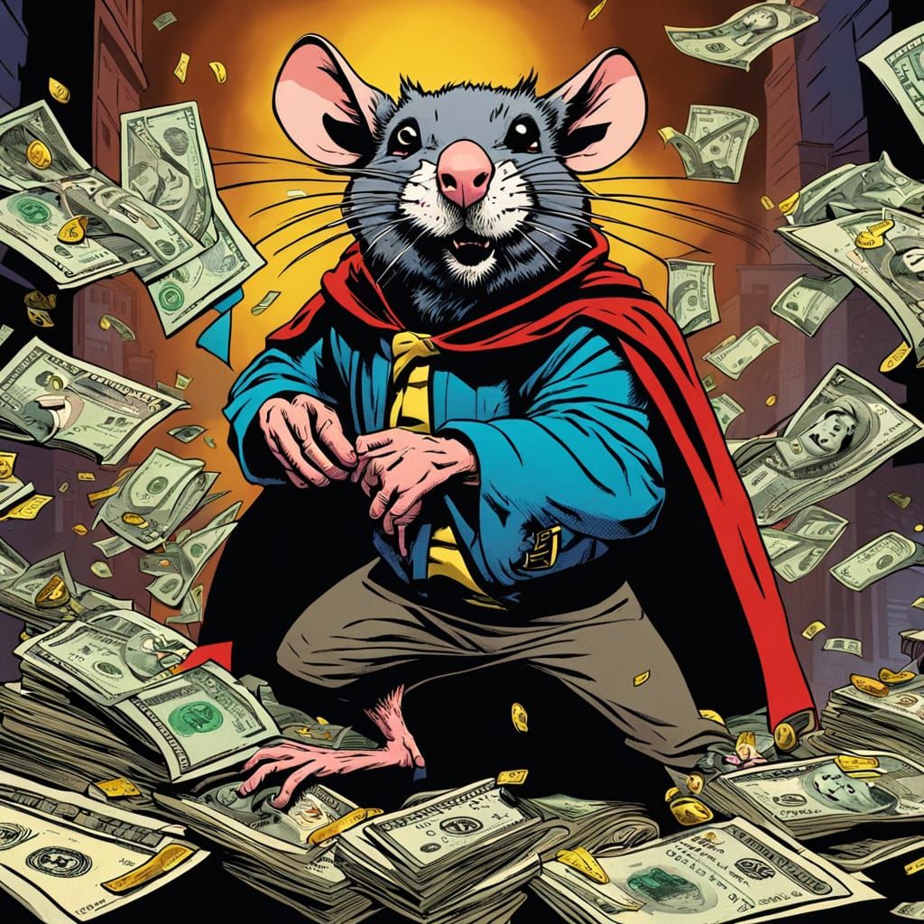 Rascally Rat Bank Robbery in Comic Book Art