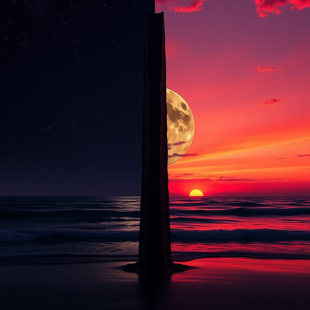 Surreal Galaxy Sunset Hair Parting in Metallic Style