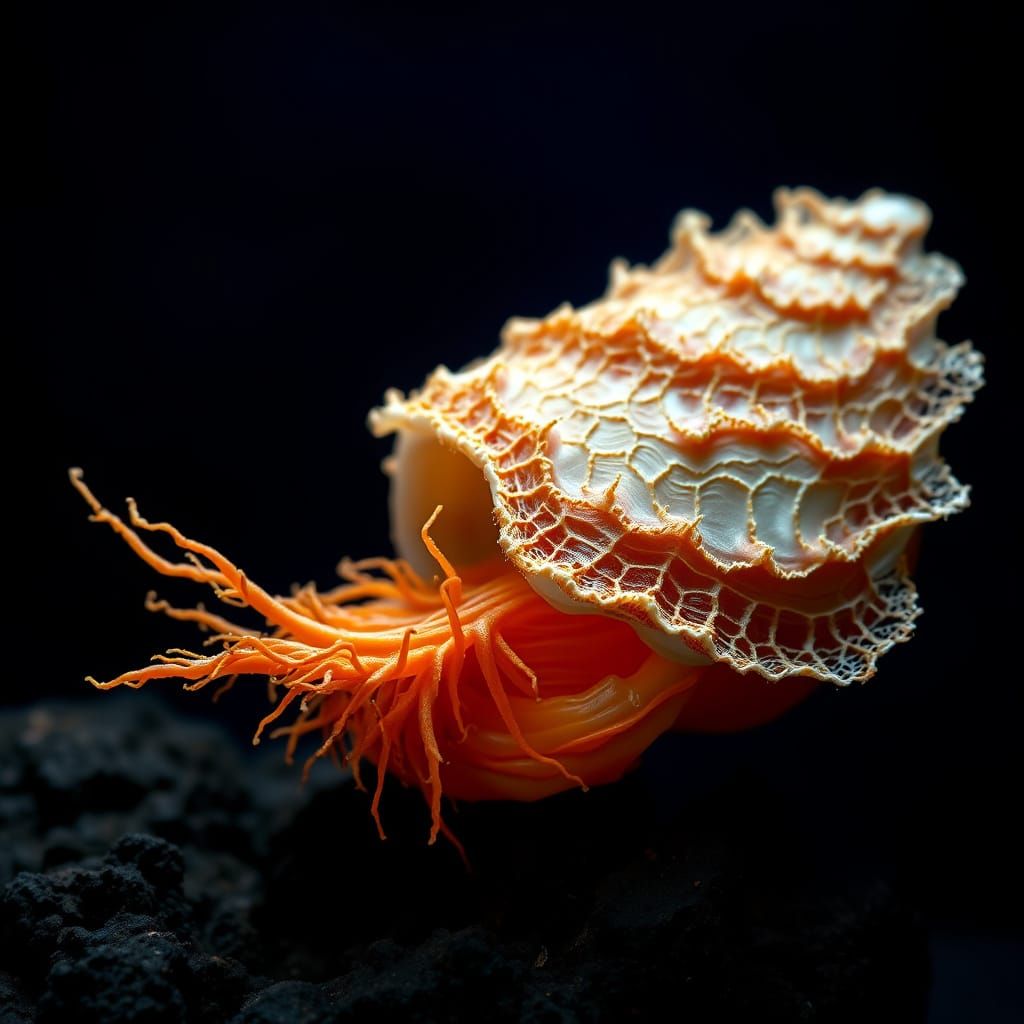 Mysterious Bearded Clam in Dark Ocean Depths