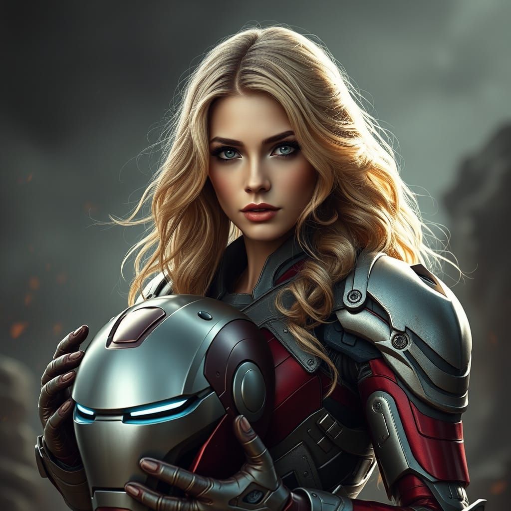 Epic Female Superhero in Iron Man Armor