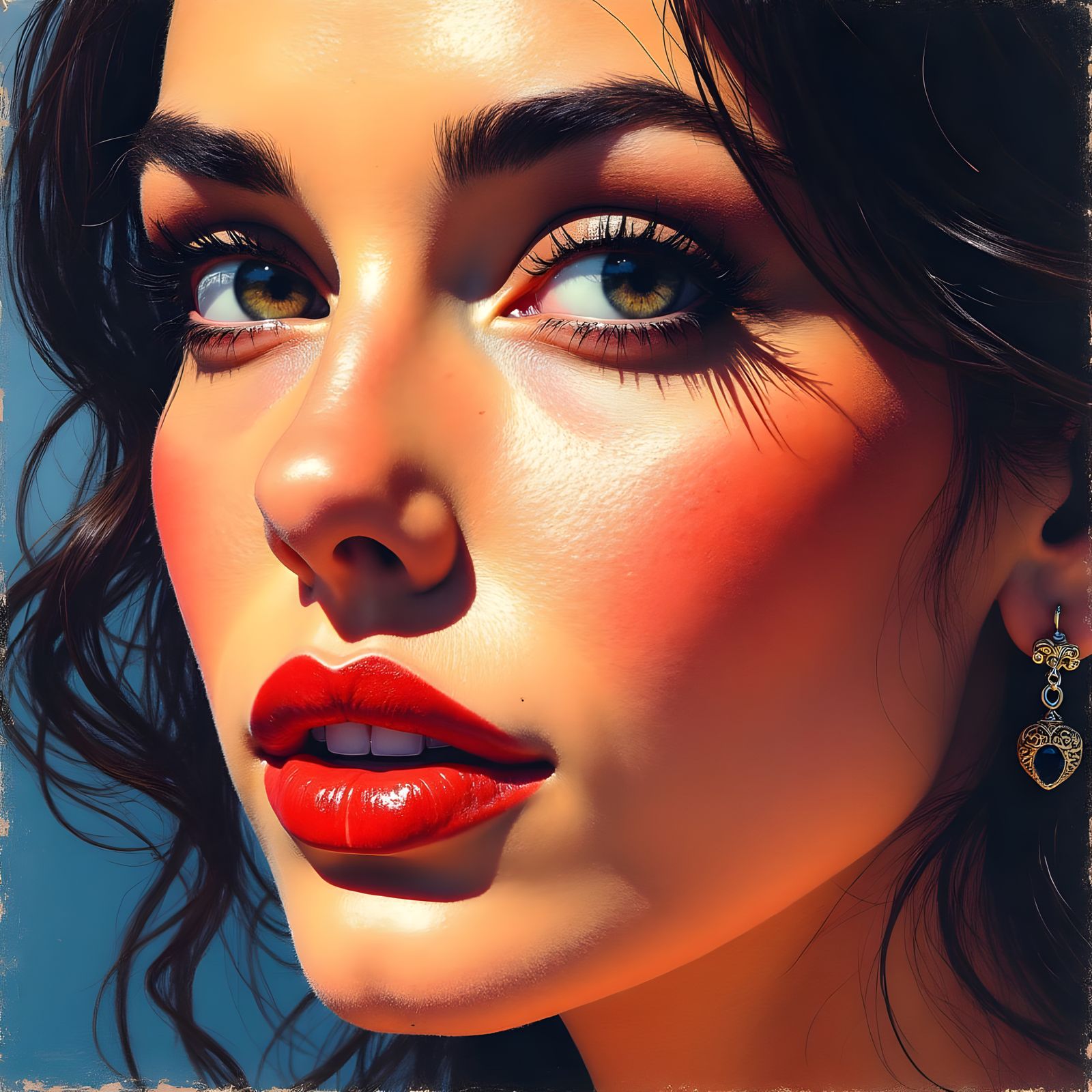 Painterly Portrait of a Stunning Woman in Vibrant Color