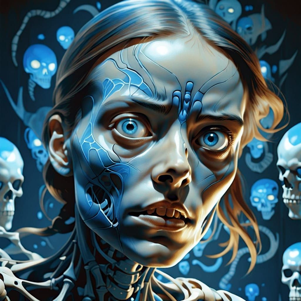 Skeletal Figure with Anatomical Perfection in Dark Fantasy S...