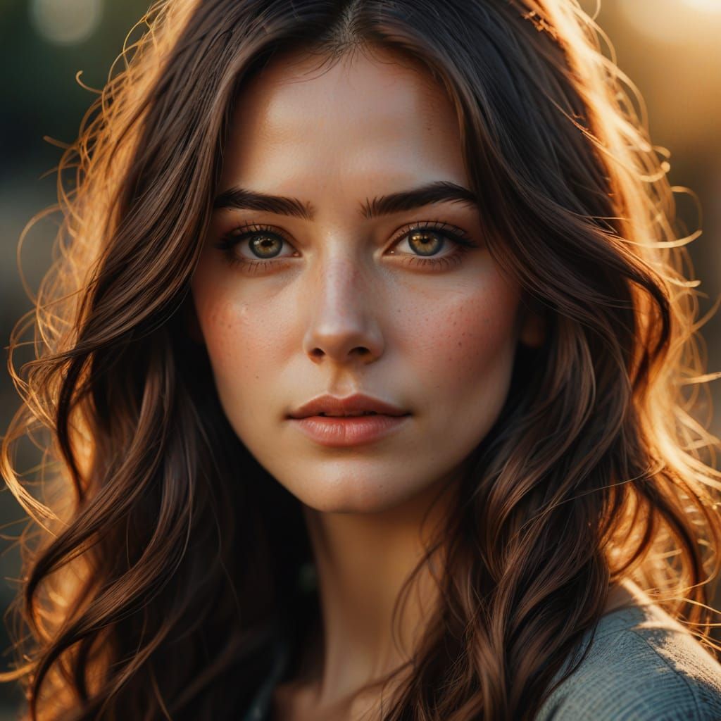 Ethereal Woman in Warm Golden Light