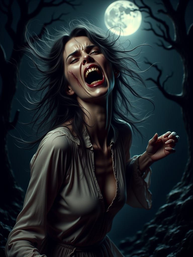 A Woman's Descent into Lycanthropy in Dark, Gothic Style