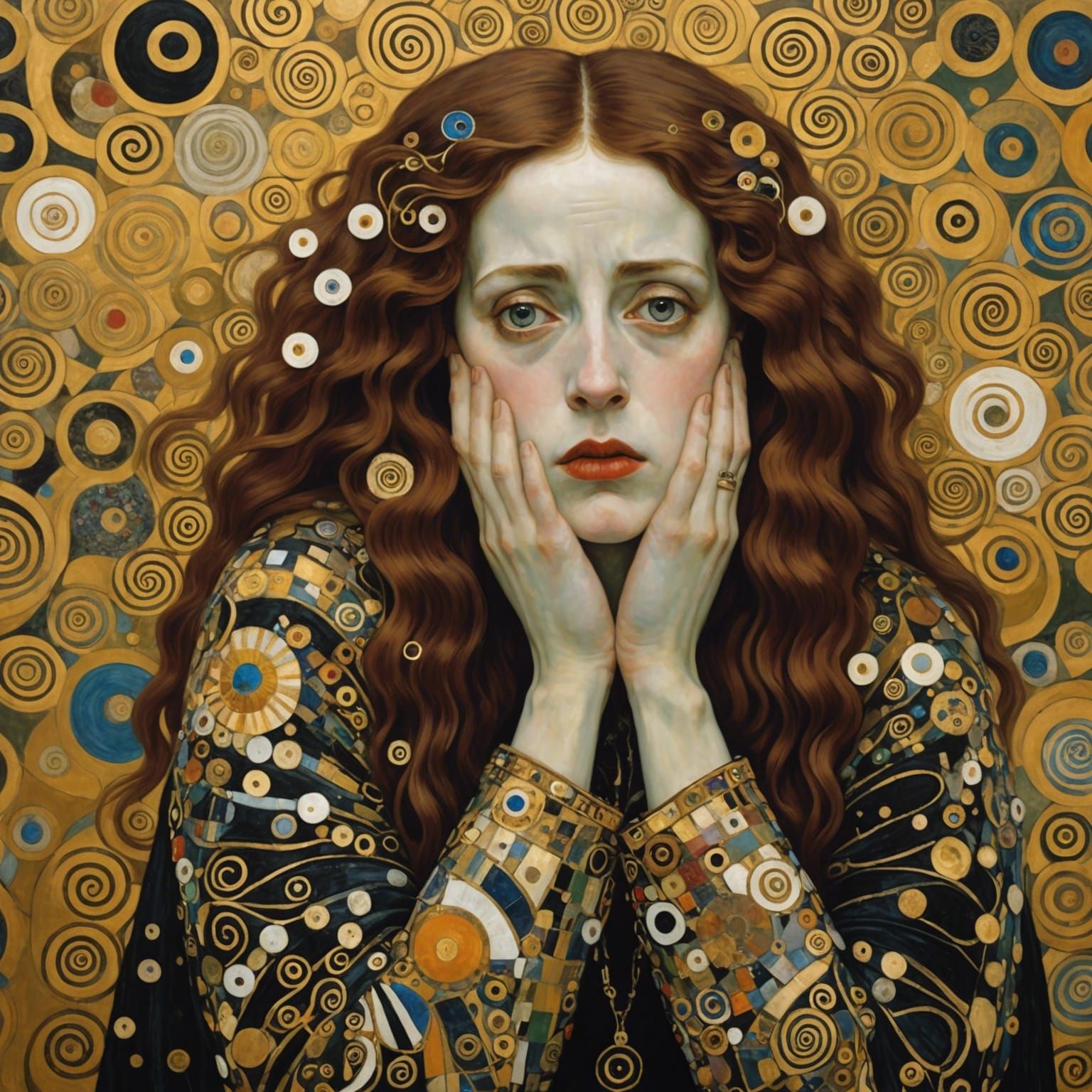 Panic Attack in Gustav Klimt Style