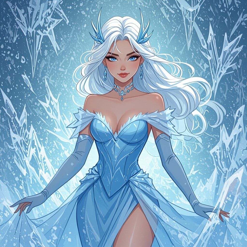 Icy Goddess in Pastel Colors, Digital Illustration