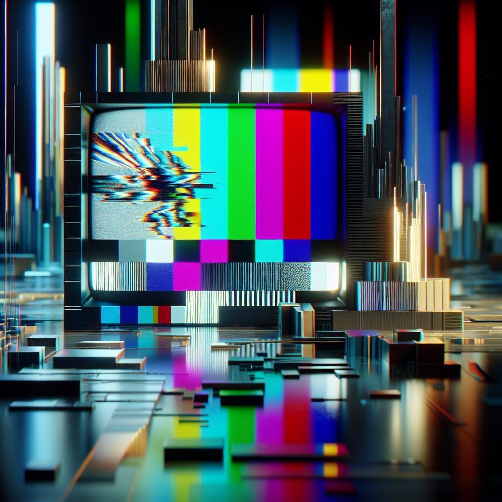 Glitched Television Test-Card in a Vibrant, High-Definition ...
