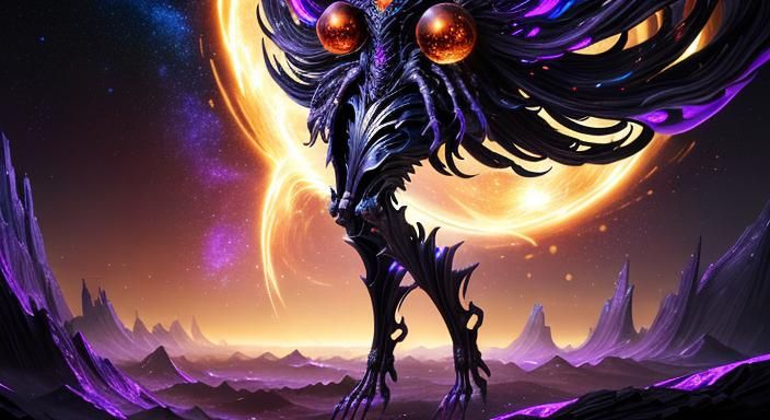 Cosmic Cyberpunk Phoenix Spider in Giger Style