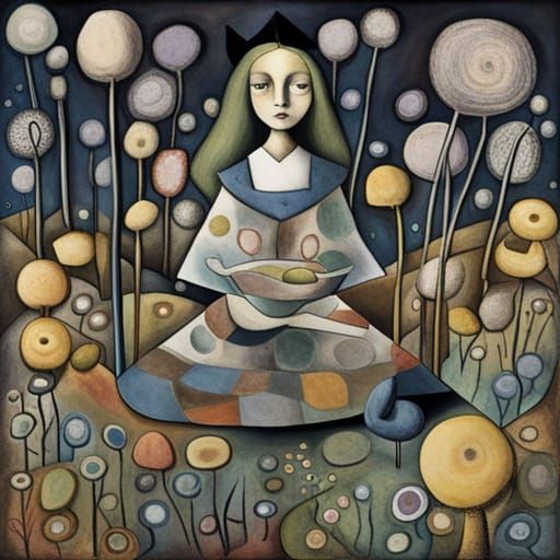 Alice in Wonderland Dandelion Dreamscape, in Surrealist Styl...