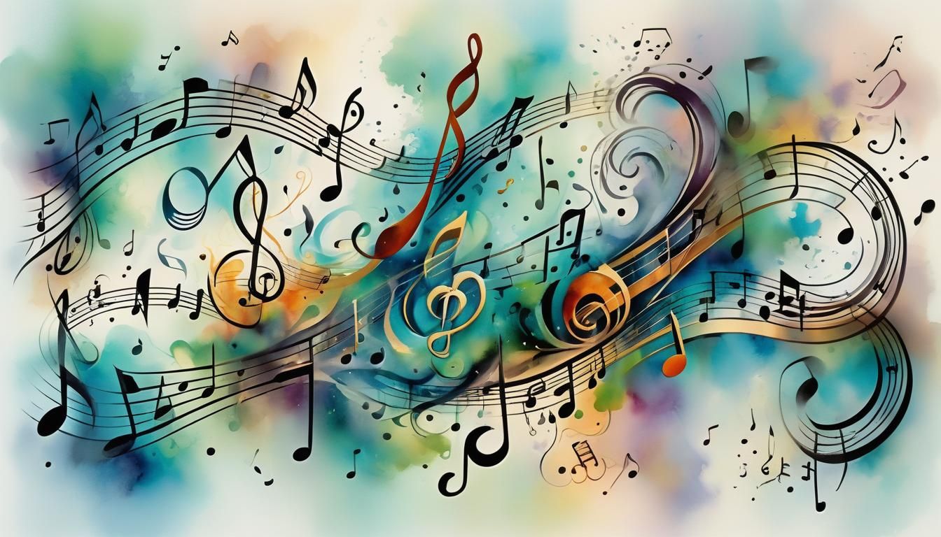 Ethereal Watercolor of Abstract Music Notes