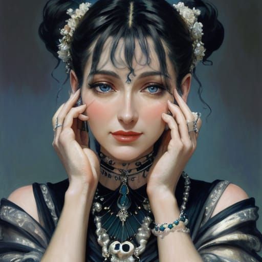 Art Deco Goddess in Paris Oil Painting