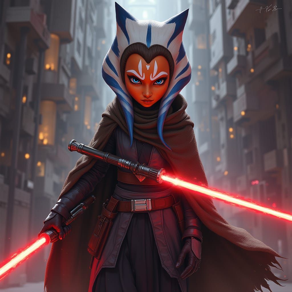 Ahsoka Tano as Sith in Dark Futurism Style