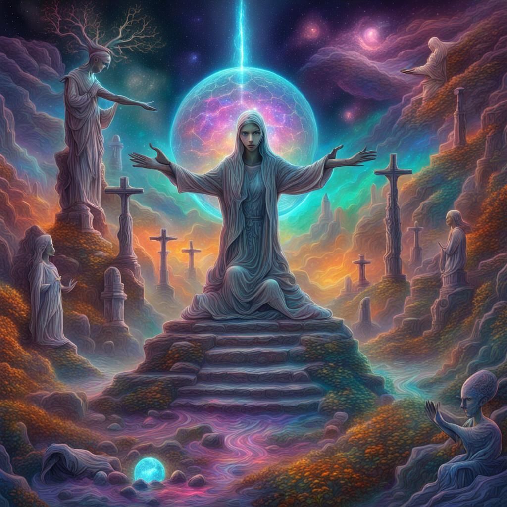 Astral Cosmic Graveyard by Pablo Amaringo