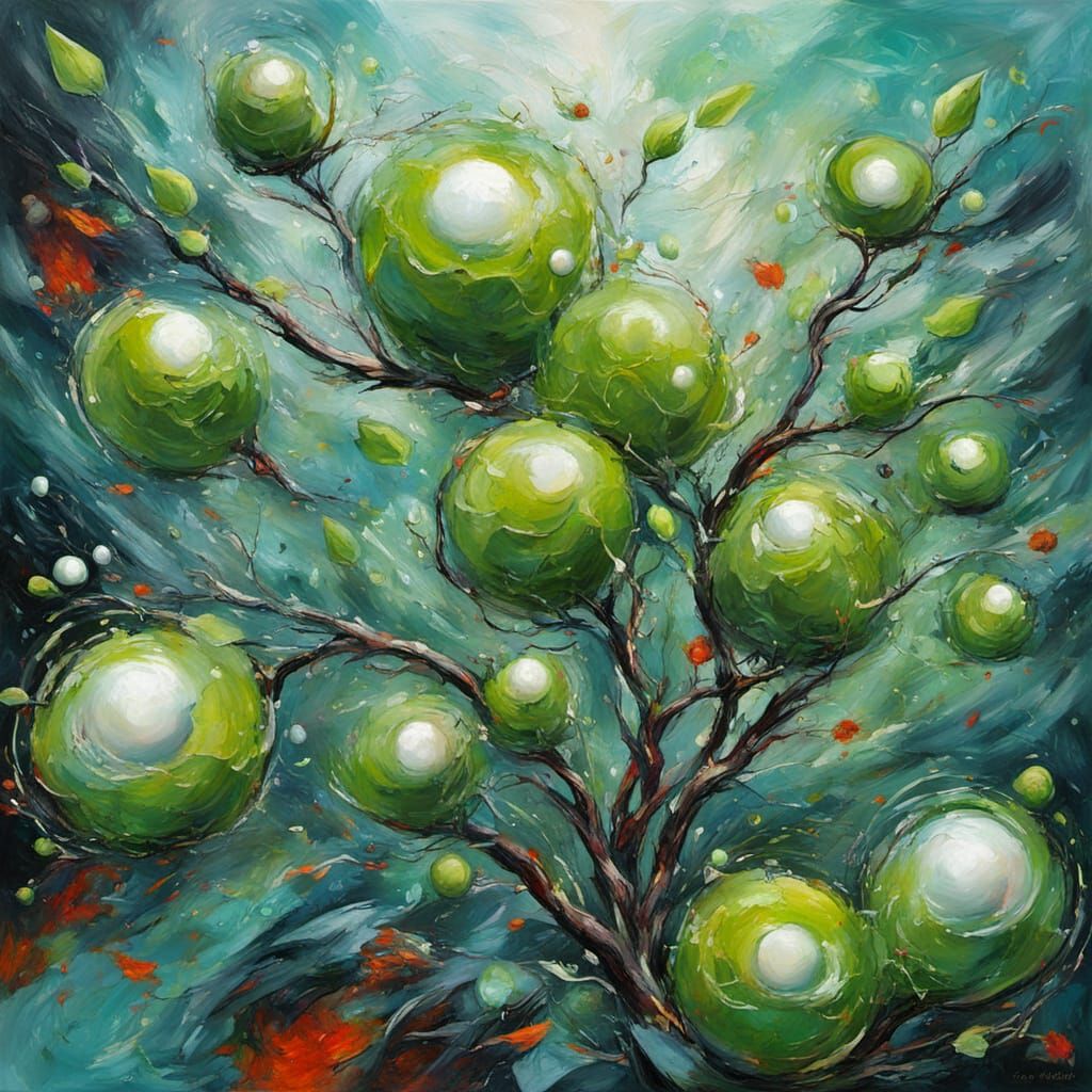 Surreal Cyberpunk Painting of a Shocking Pearl Bush