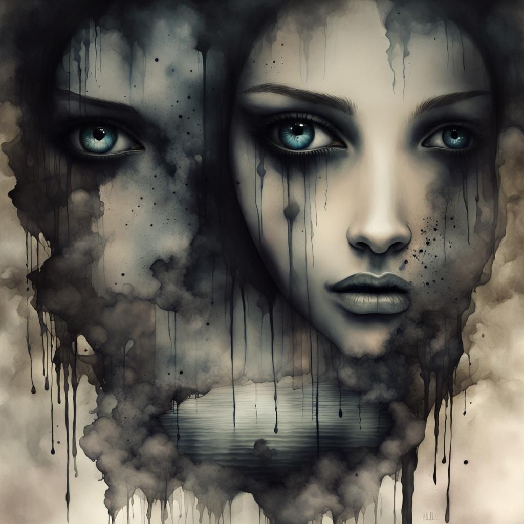 Surreal Ink Splatter Art of Still Waters Rising