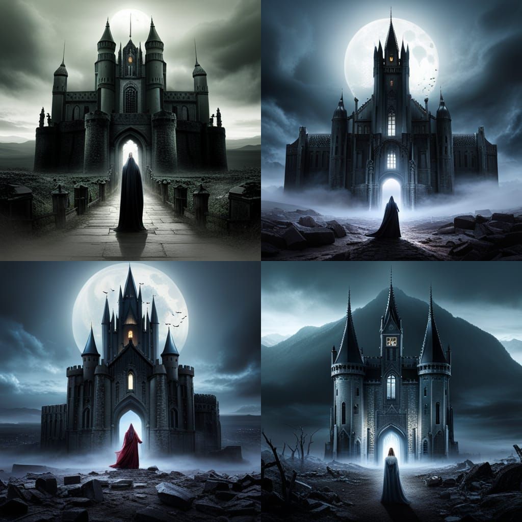 Ethereal Castle Ghost Haunting in Digital Painting