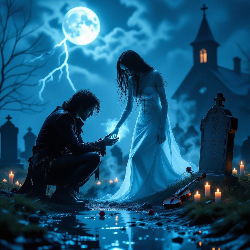 Gothic Romance: Ghostly Woman Rises from Grave