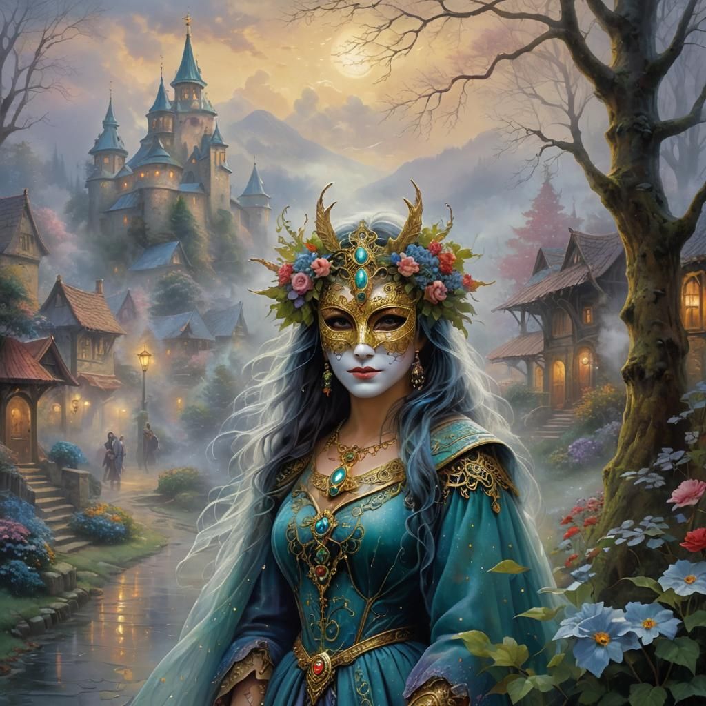 Ethereal Bulgarian Pagan Mask in Fantasy Style