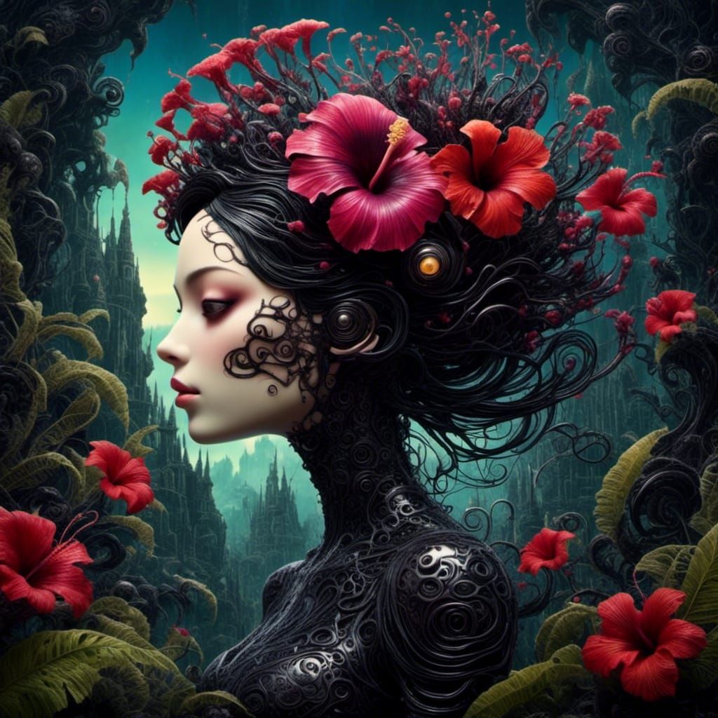 Hibiscus and Fern in Biomechanical Forest