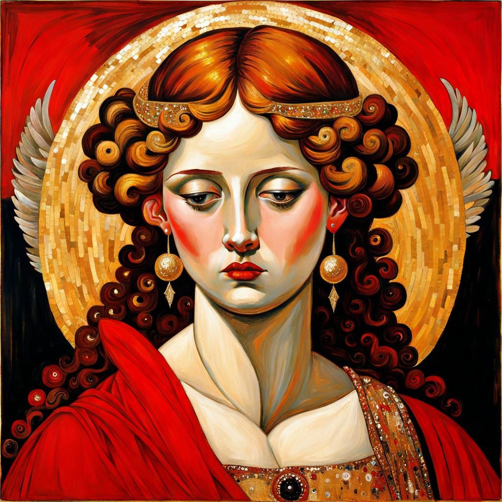 Gilded Angel of Despair in Classical Style