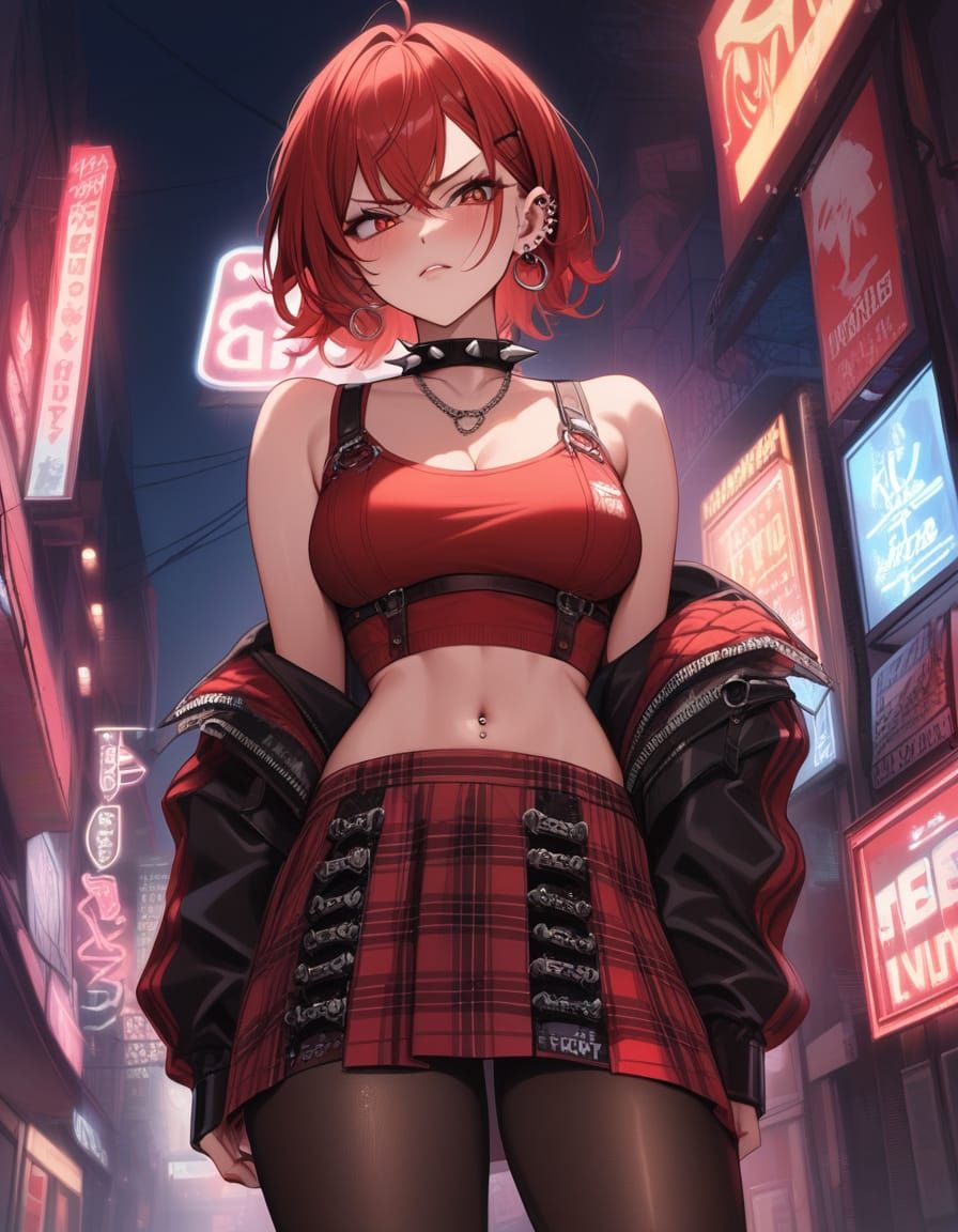 Punk Rock Goddess in Neon Night