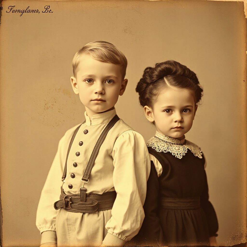 Victorian Children Portrait in Sepia Tones