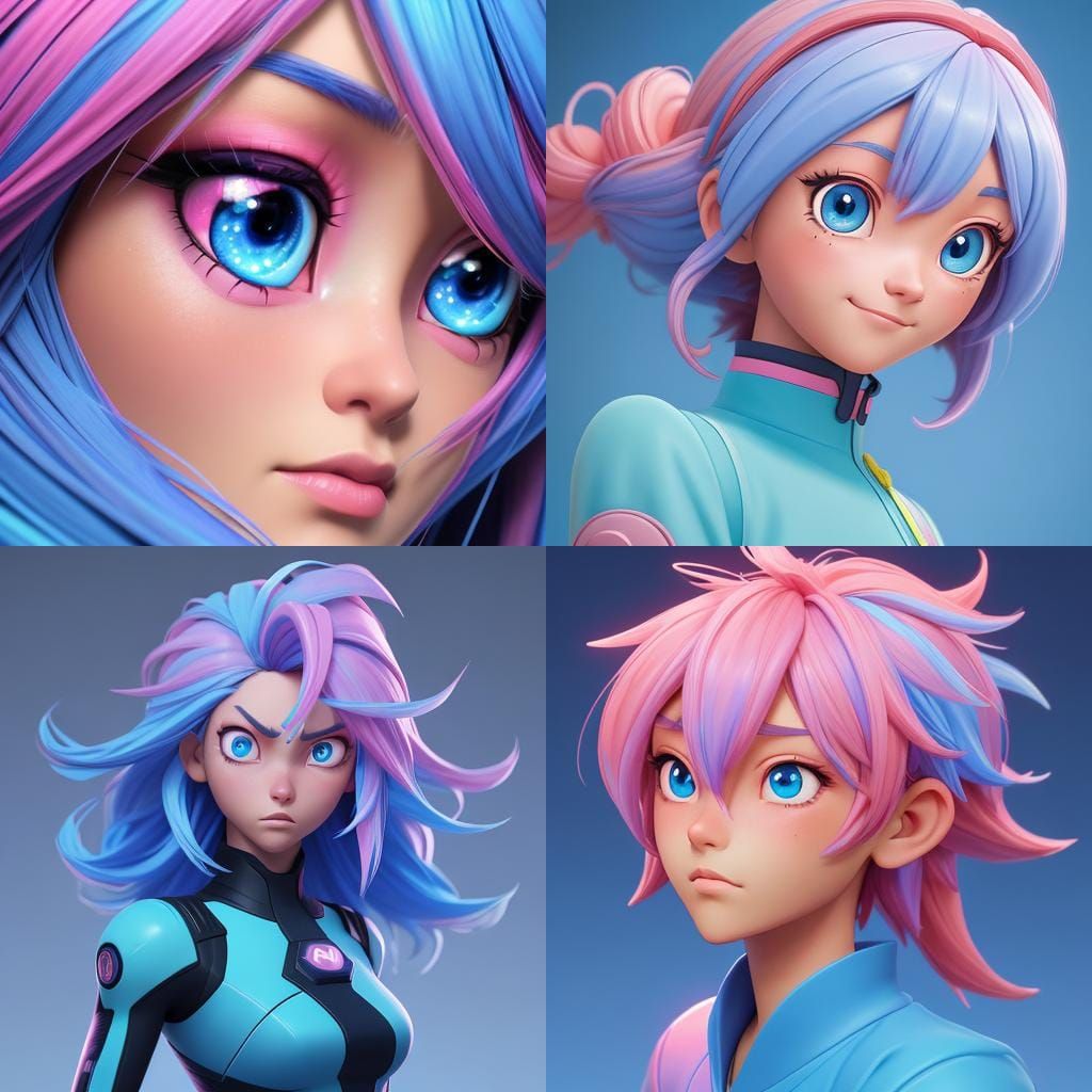 Vibrant Anime Prison Girl with Electric Hair