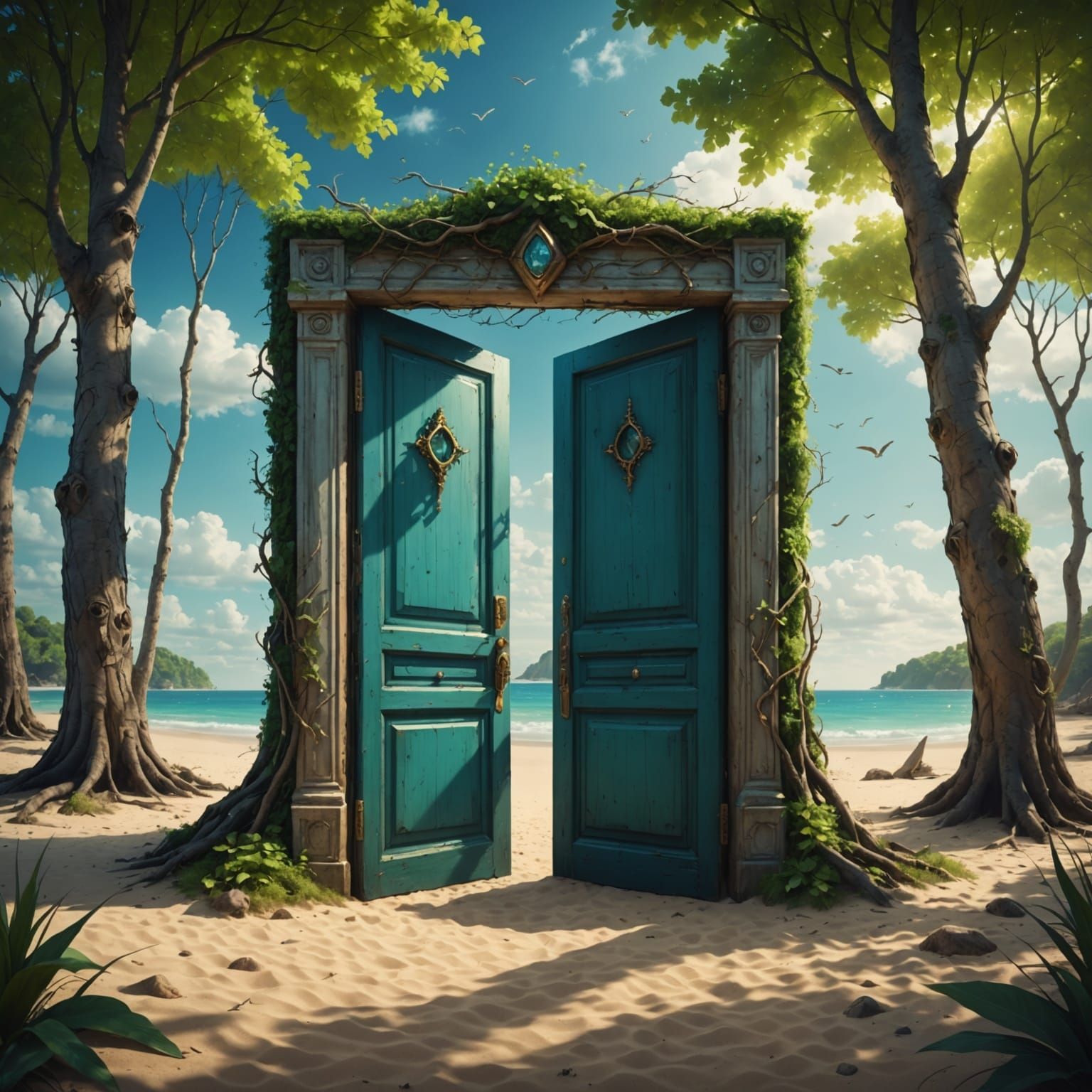 Surreal Doors in Dreamlike Locations: Fantasy Digital Art