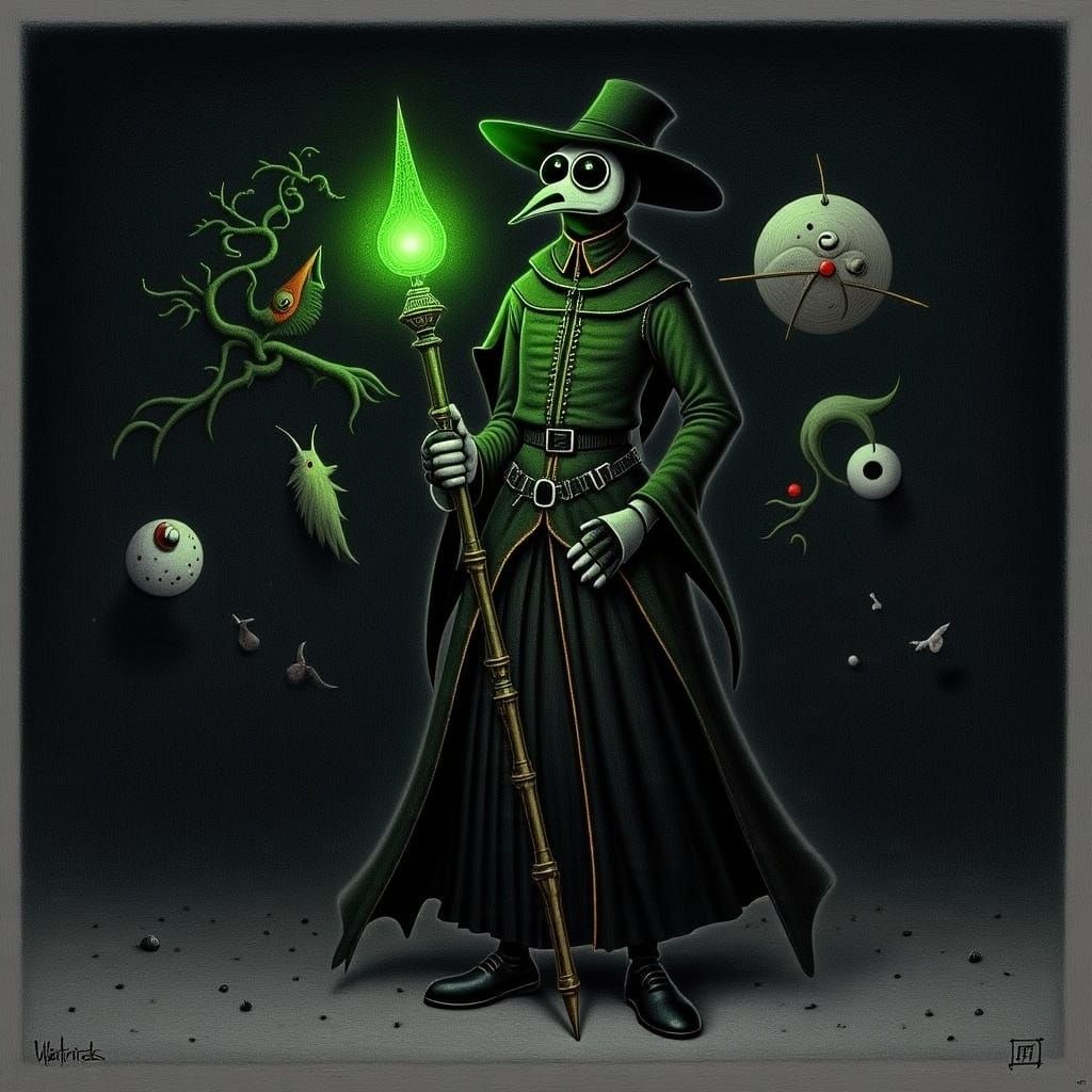 Ornate Staff with Glowing Green Light