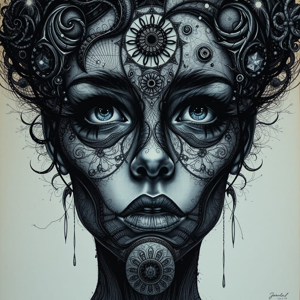 Intricate Face in Dynamic Cinematic Lighting