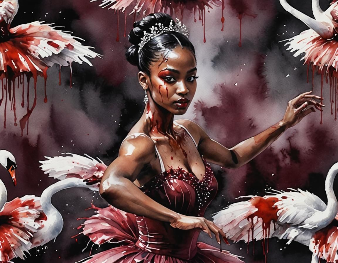 Ballerina Dancing Swan Lake in Photorealistic Watercolor