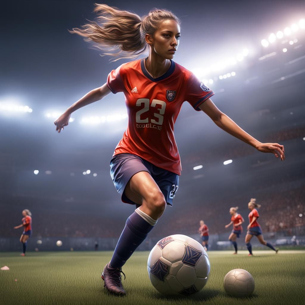 Realistic Girl Soccer Player Number 23