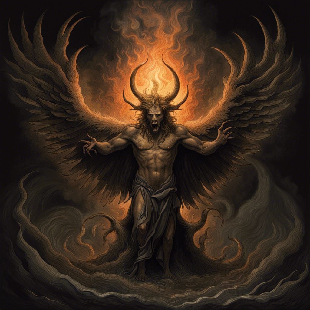 Sigil of Lucifer in Shining Flames